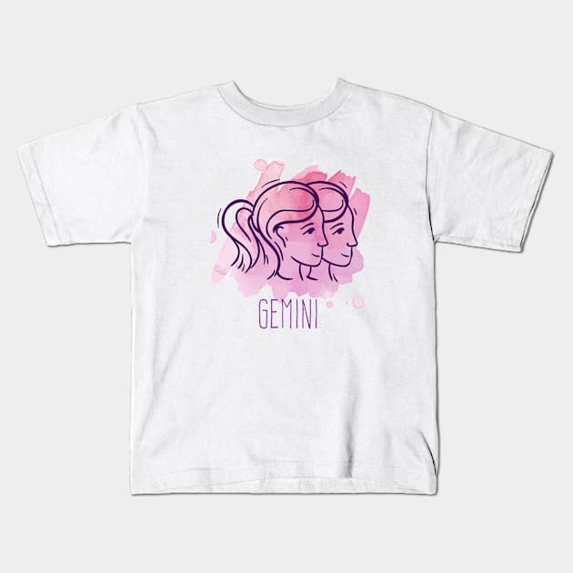 Gemini Zodiac Kids T-Shirt by Dieowl